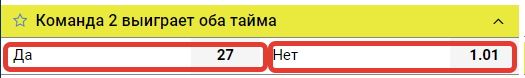 П2 оба тайма – Да/Нет - что означает в ставках