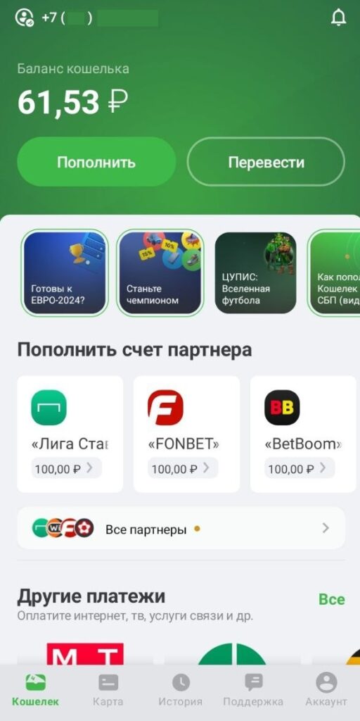 пополнить цупис с банковской карты
