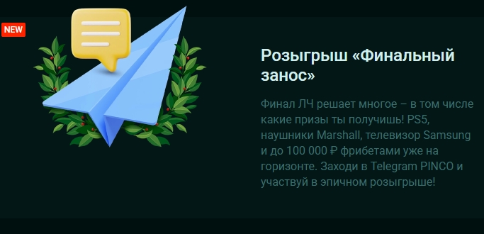 Розыгрыш «Финальный занос» от Pinco