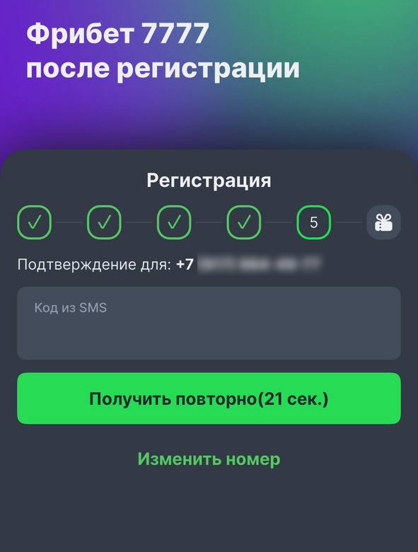 Подтверждение данных через смс
