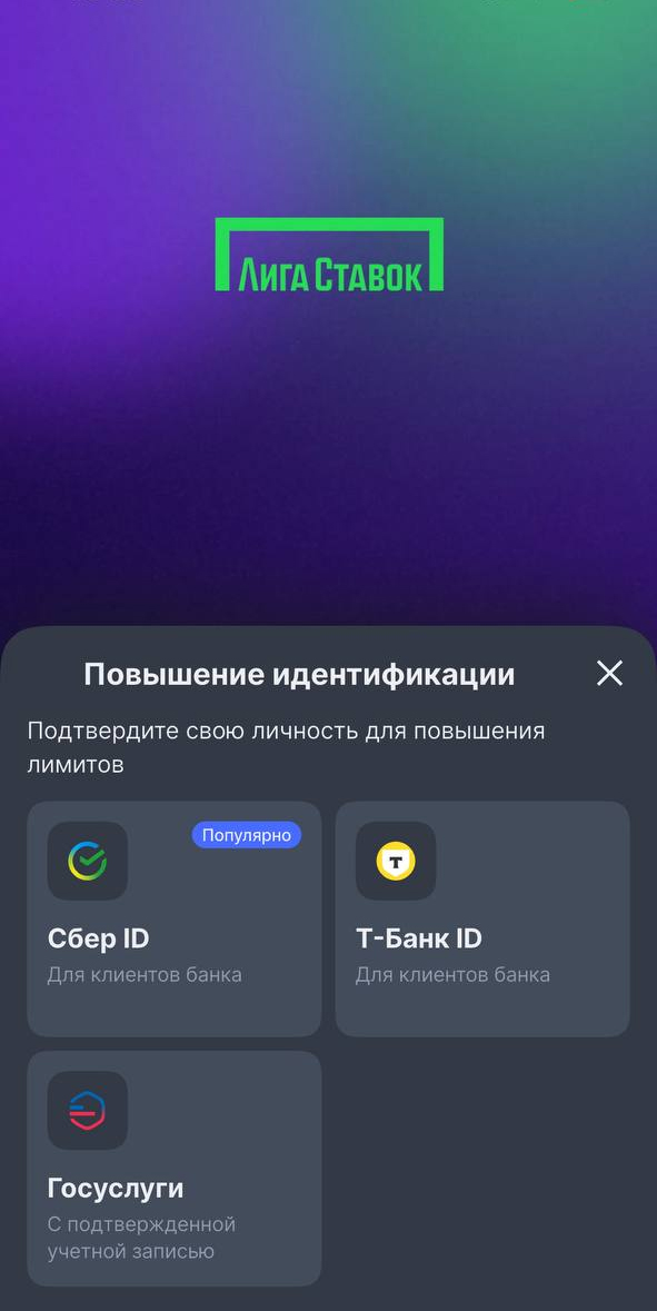 Варианты идентификации в Лиге Ставок