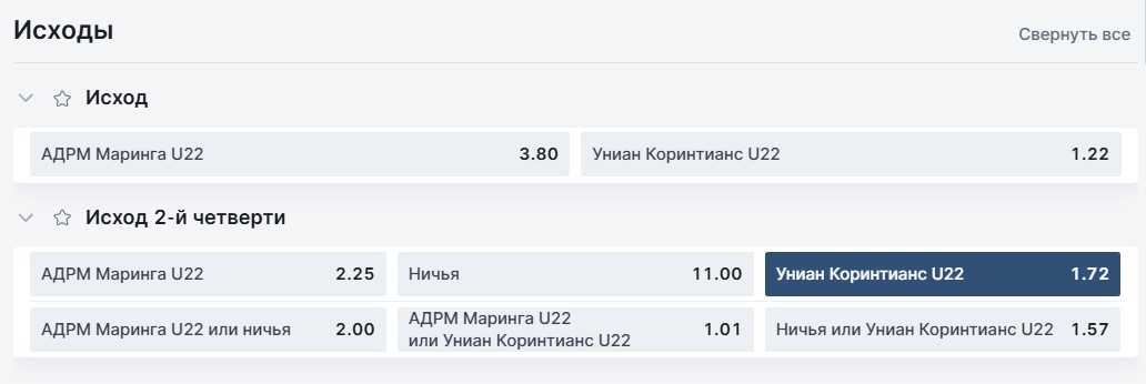 Ставка на победу фаворита в баскетболе