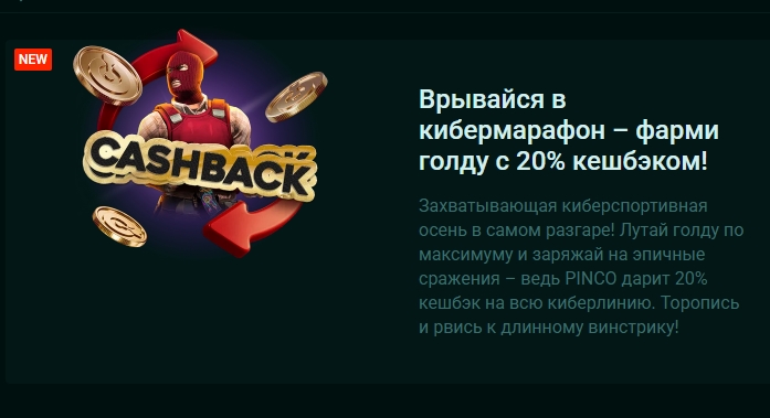 Кибермарафон с 20% кешбэком от Pinco