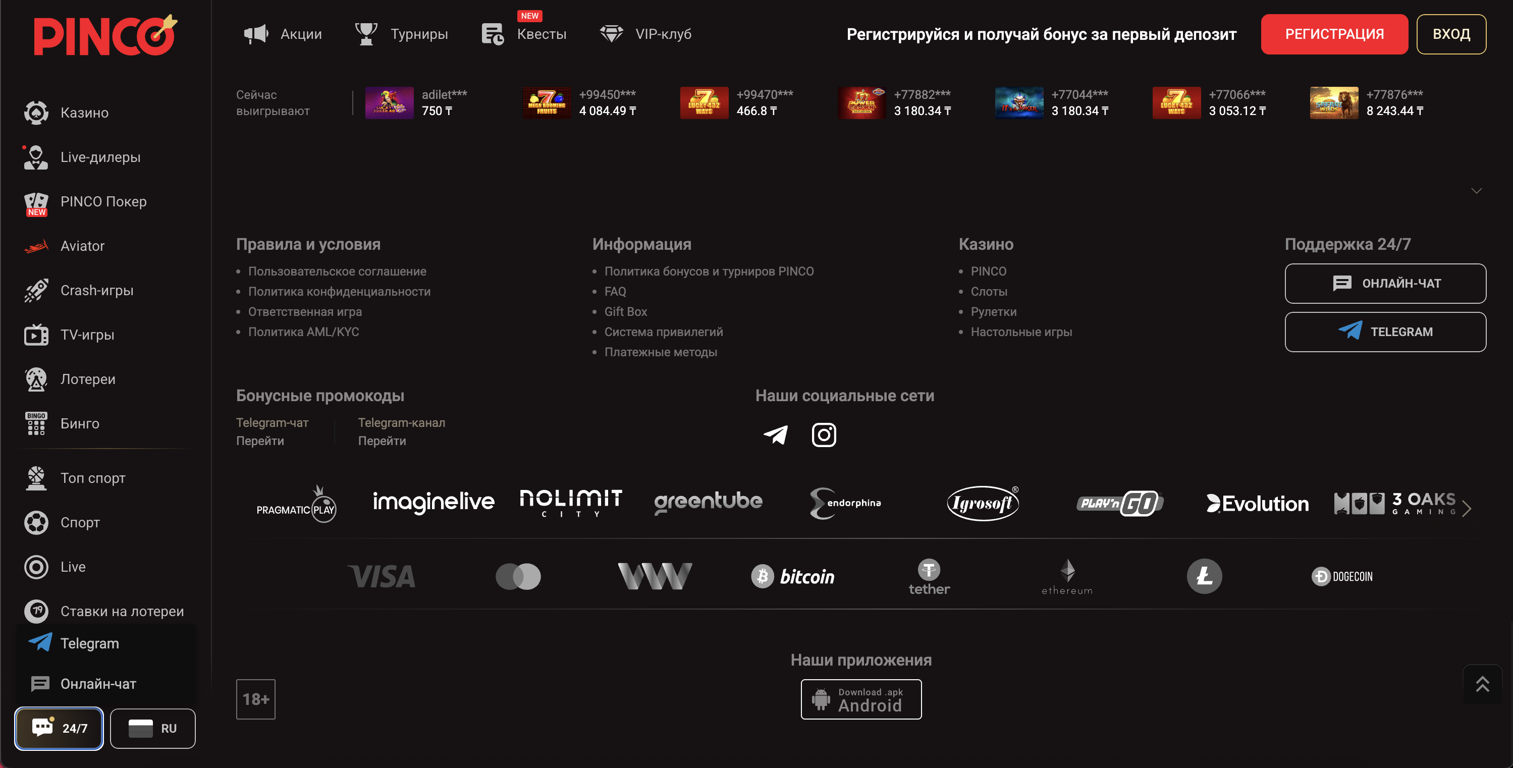 служба поддержки пинко