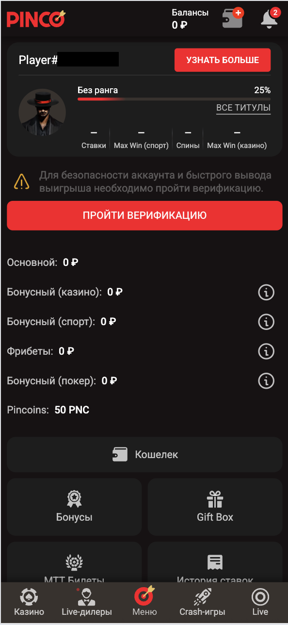 Прохождение верификации в профиле
