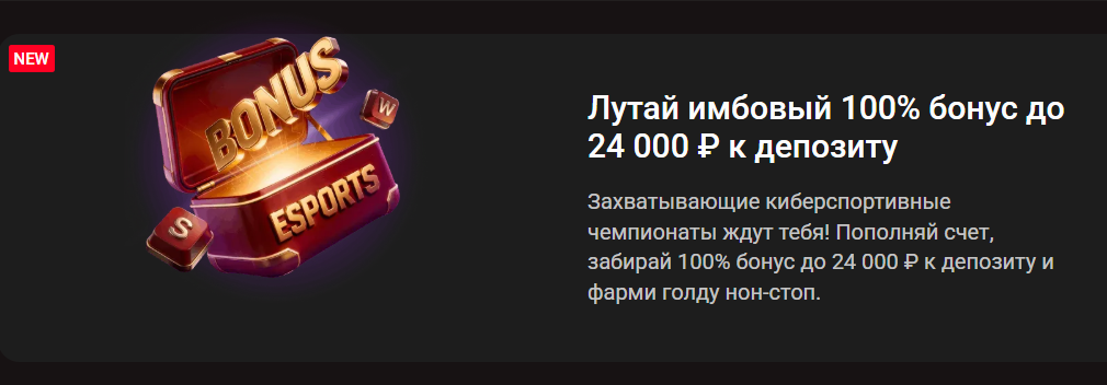 100% бонус до 24 000 ₽ к депозиту